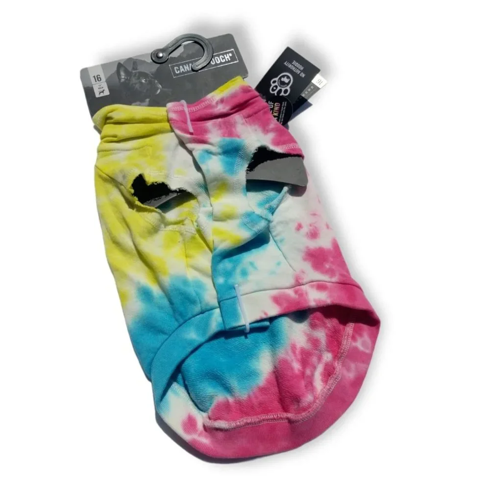 Canada Pooch Dog Medium 16 inches No Authority Tie Dye Hoodie with Pocket New